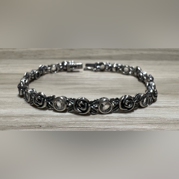 Or Paz Sterling Silver 2.40 Cttw Crystal Quartz & Rose Tennis Bracelet, 6.75” - Picture 2 of 5